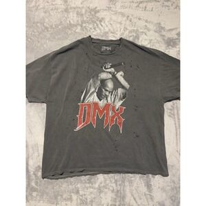 DMX Graphic T-Shirt Mens 2X Gray Distressed Washed Hip Hop Tee
